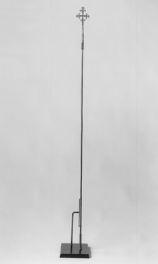 Amhara. <em>Cross and Staff</em>, late 19th-early 20th century. Iron, height overall: 58 1/2 in. (148.6 cm). Brooklyn Museum, Gift of Nicolas Fries, 1997.168.3. Creative Commons-BY (Photo: Brooklyn Museum, CUR.1997.168.3_print_bw.jpg)