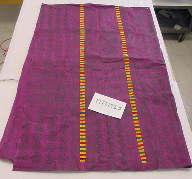 Asante. <em>Man's Adinkra Cloth Wrapper</em>, 1993. Cotton, 135 x 82 1/2 in. (342.9 x 209.6 cm). Brooklyn Museum, Gift of William C. Siegmann, 1997.172.5. Creative Commons-BY (Photo: Brooklyn Museum, CUR.1997.172.5.jpg)
