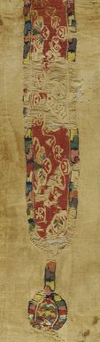 Coptic. <em>Clavus Fragment with Botanical and Geometric Decoration</em>, 5th-7th century C.E. Flax, wool, 15 1/2 x 6 1/2 in. (39.4 x 16.5 cm). Brooklyn Museum, Gift of Georgia and Michael de Havenon, 1997.189. Creative Commons-BY (Photo: Brooklyn Museum (in collaboration with Index of Christian Art, Princeton University), CUR.1997.189_ICA.jpg)