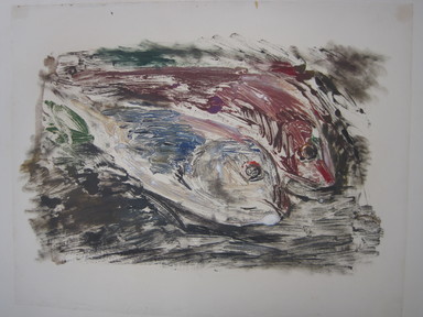 Vaclav Vytlacil (American, 1893–1984). <em>Untitled (Two Fish)</em>, n.d. Monotype, Image: 13 1/4 x 21 1/4 in.  (33.7 x 54.0 cm). Brooklyn Museum, Gift of the executors of the Estate of Vaclav Vytlacil, 1998.111.2. Creative Commons-BY (Photo: Brooklyn Museum, CUR.1998.111.2.jpg)