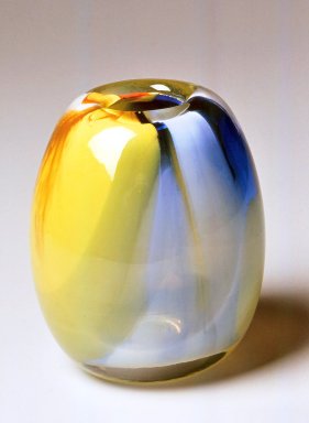 Dominick Labino (American, 1910-1987). <em>Vase</em>, 1974. Glass, 5 1/4 x 4 1/2 x 4 1/2 in. (13.3 x 11.4 x 11.4 cm). Brooklyn Museum, Gift of Emma and Jay Lewis, 1998.147.6. Creative Commons-BY (Photo: Brooklyn Museum, CUR.1998.147.6.jpg)