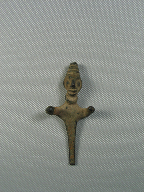 Ancient Near Eastern. <em>Statuette of a Standing Male</em>, ca. 2200-1750 B.C.E. Copper or bronze, 3 1/16 x 1 5/16 x 5/8 in. (7.7 x 3.4 x 1.6 cm). Brooklyn Museum, Gift of Harvey A. Herbert, 1998.50. Creative Commons-BY (Photo: Brooklyn Museum, CUR.1998.50_view1.jpg)