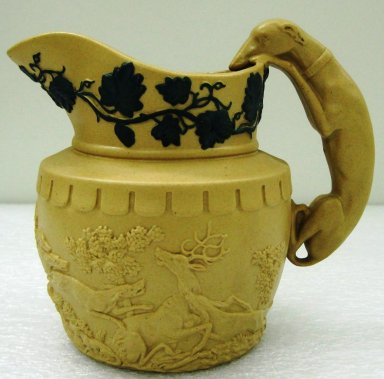 Worcester Royal Porcelain Co. (founded 1751). <em>Pitcher</em>, 19th century. Glazed stoneware, 5 1/4 x 6 x 4 in.  (13.3 x 15.2 x 10.2 cm). Brooklyn Museum, Gift of Jason and Susanna Berger, 1999.103.13. Creative Commons-BY (Photo: Brooklyn Museum, CUR.1999.103.13_view1.jpg)