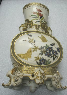 Worcester Royal Porcelain Co. (founded 1751). <em>Vase</em>, 1879. Porcelain, 18 1/2 x 9 1/2 x 4 1/2 in. (47 x 24.1 x 11.4 cm). Brooklyn Museum, Gift of the Estate of Harold S. Keller, 1999.152.127. Creative Commons-BY (Photo: Brooklyn Museum, CUR.1999.152.127.jpg)
