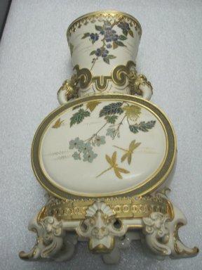 Worcester Royal Porcelain Co. (founded 1751). <em>Vase</em>, 1879. Porcelain, 18 3/8 x 9 1/4 x 4 1/2 in. (46.7 x 23.5 x 11.4 cm). Brooklyn Museum, Gift of the Estate of Harold S. Keller, 1999.152.128. Creative Commons-BY (Photo: Brooklyn Museum, CUR.1999.152.128.jpg)