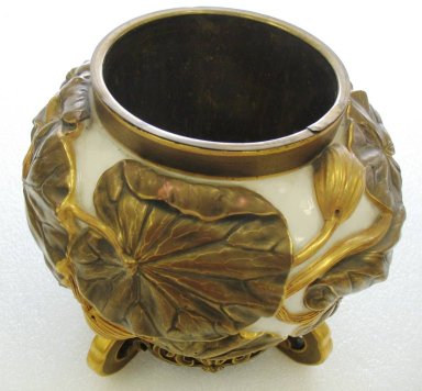 Worcester Royal Porcelain Co. (founded 1751). <em>Oil Lamp Receptacle, Lamp, Hurricane Glass, Glass Globe</em>, ca. 1880. Porcelain; glass, Oil lamp and receptacle: 10 1/4 x 7 3/4 x 7 3/4 in. (26 x 19.7 x 19.7 cm). Brooklyn Museum, Gift of the Estate of Harold S. Keller, 1999.152.229a-d. Creative Commons-BY (Photo: Brooklyn Museum, CUR.1999.152.229a_view1.jpg)