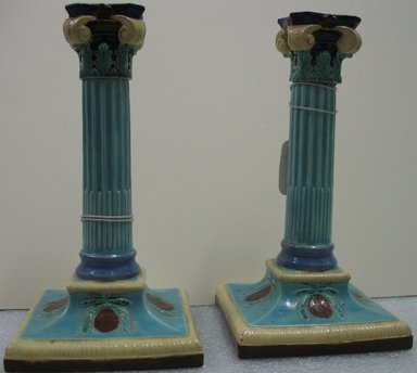 Worcester Royal Porcelain Co. (founded 1751). <em>Candlestick</em>, ca. 1870. Porcelain, 9 1/2 x 4 1/2 x 4 1/2 in. (24.1 x 11.4 x 11.4 cm). Brooklyn Museum, Gift of the Estate of Harold S. Keller, 1999.152.310. Creative Commons-BY (Photo: Brooklyn Museum, CUR.1999.152.310_view1.jpg)