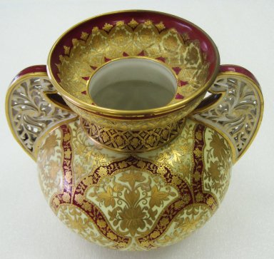 Derby Crown Porcelain Co. LTD.. <em>Vase</em>, ca. 1880. Porcelain, 7 7/8 x 9 3/8 x 7 3/4 in. (20 x 23.8 x 19.7 cm). Brooklyn Museum, Gift of the Estate of Harold S. Keller, 1999.152.314. Creative Commons-BY (Photo: Brooklyn Museum, CUR.1999.152.314.jpg)