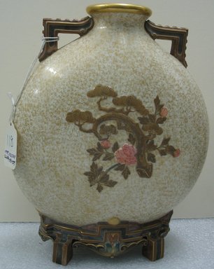 Worcester Royal Porcelain Co. (founded 1751). <em>Vase</em>, 1875. Porcelain, 10 1/2 x 9 3/4 x 4 1/4 in. (26.7 x 24.8 x 10.8 cm). Brooklyn Museum, Gift of the Estate of Harold S. Keller, 1999.152.324. Creative Commons-BY (Photo: Brooklyn Museum, CUR.1999.152.324_view2.jpg)