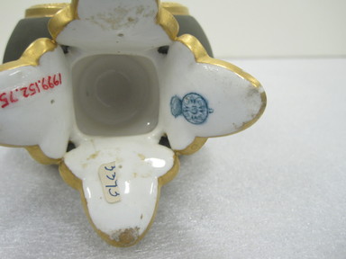 Royal Crown Derby Porcelain Co. (founded 1750). <em>Ewer</em>, 1883. Porcelain, 11 1/8 x 4 1/2 x 3 in. (28.3 x 11.4 x 7.6 cm). Brooklyn Museum, Gift of the Estate of Harold S. Keller, 1999.152.75. Creative Commons-BY (Photo: Brooklyn Museum, CUR.1999.152.75_mark.jpg)