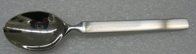 Achille Castiglioni (Italian, 1918-2002). <em>Dessert Spoon, 'Dry' Pattern, Model 4180-4</em>, Designed 1982-1985. Stainless steel, length: (17.0 cm). Brooklyn Museum, Gift of Alessi S.p.A., 1999.40.27. Creative Commons-BY (Photo: Brooklyn Museum, CUR.1999.40.27.jpg)