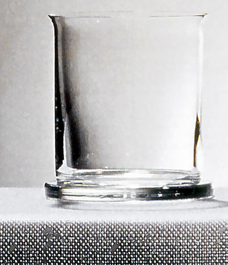 Ettore Sottsass Jr. (Italian, born Austria, 1917-2007). <em>Glass, Whisky or Water, 'Ginevra' Pattern, Model TCES 1/41</em>, Designed 1996. Colorless glass, 3 9/16 x 2 15/16 in.  (9.0 x 7.5 cm). Brooklyn Museum, Gift of Alessi S.p.A., 1999.40.66. Creative Commons-BY (Photo: Brooklyn Museum, CUR.1999.40.66.jpg)