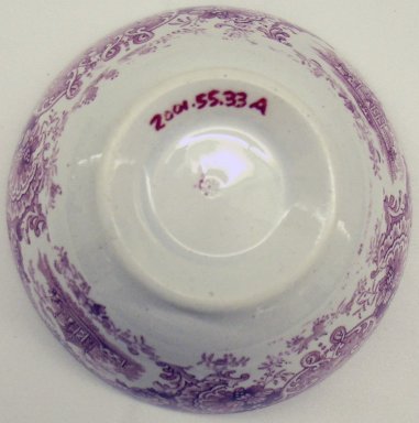 Ridgeway, Morley, Wear & Co. (active 1836-1842). <em>Cup and Saucer, Japanese Flowers Pattern</em>, ca. 1840. Glazed earthenware, cup: 2 1/4 x 4 in.  (5.7 x 10.2 cm); saucer height: 1 in. (2.5 cm); diameter: 5 3/4 in. (14.6 cm). Brooklyn Museum, Gift of Paul F. Walter, 2001.55.33a-b. Creative Commons-BY (Photo: Brooklyn Museum, CUR.2001.55.33a_bottom.jpg)