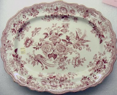 Brownfield & Sons. <em>Platter</em>, ca. 1840. Glazed earthenware, 1 1/2 x 12 3/8 x 15 in.  (3.8 x 31.4 x 38.1 cm). Brooklyn Museum, Gift of Paul F. Walter, 2001.55.35. Creative Commons-BY (Photo: Brooklyn Museum, CUR.2001.55.35.jpg)