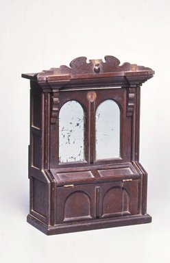 John Higgins. <em>Salesman's Sample of a Parlor Cabinet/Bed</em>, ca. 1870. Walnut, other woods, silvered glass, Closed: 12 7/8 x 9 9/16 x 4 1/4 in. (32.7 x 24.3 x 10.8 cm). Brooklyn Museum, Alfred T. and Caroline S. Zoebisch Fund, 2001.9.1. Creative Commons-BY (Photo: Brooklyn Museum, CUR.2001.9.1_view1.jpg)