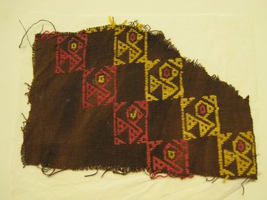 Chancay. <em>Textile Fragment</em>, 1000-1476. Cotton, camelid fiber, 6 × 6 1/2 in. (15.2 × 16.5 cm). Brooklyn Museum, Gift of Victor P. Nunez, 2004.53.21. Creative Commons-BY (Photo: , CUR.2004.53.21.jpg)