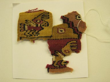 Possibly Chimú. <em>Tapestry Fragment</em>, 1100-1450. Camelid fiber, 1 7/8 x 1 3/4 in. (4.8 x 4.4 cm). Brooklyn Museum, Gift of Victor P. Nunez, 2004.53.49. Creative Commons-BY (Photo: , CUR.2004.53.49_view01.jpg)