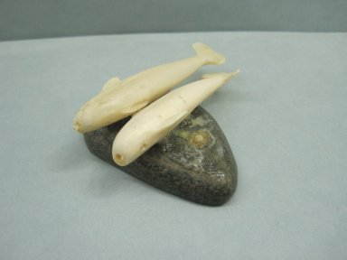 Inuit. <em>Two Whales on a Base</em>, 1950-1980. Ivory, soapstone, 1 x 2 1/4 x 2 5/8 in. (2.5 x 5.7 x 6.7 cm). Brooklyn Museum, Hilda and Al Schein Collection, 2004.79.47. Creative Commons-BY (Photo: Brooklyn Museum, CUR.2004.79.47.jpg)