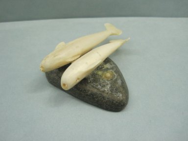 Inuit. <em>Two Whales on a Base</em>, 1950–1980. Ivory, soapstone, 1 x 2 1/4 x 2 5/8 in. (2.5 x 5.7 x 6.7 cm). Brooklyn Museum, Hilda and Al Schein Collection, 2004.79.47. Creative Commons-BY (Photo: Brooklyn Museum, CUR.2004.79.47.jpg)