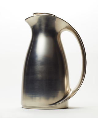 Scott Henderson, Smart Design. <em>Signature Thermal Carafe</em>, Designed 2002. Metal-plated ABS plastic, glass, 11 x 7 1/4 x 5 1/2 in. (27.9 x 18.4 x 14 cm). Brooklyn Museum, Gift of Sam Farber, 2004.93.1. Creative Commons-BY (Photo: Scott Henderson, CUR.2004.93.1.jpg)