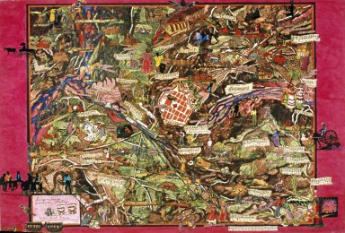 Joyce Kozloff (American, born 1942). <em>Sing-Along American History: War and Race</em>, 2004. Mixed media collage, 32 3/4 x 47 5/8 in. (83.2 x 121 cm). Brooklyn Museum, Gift of Rudolph DeMasi, by exchange, 2006.71. © artist or artist's estate (Photo: Photograph courtesy of the artist, CUR.2006.71_artist_photo.jpg)