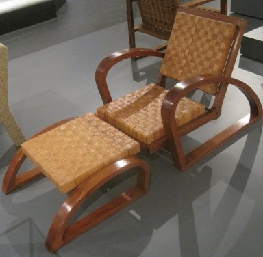 Francois Jourdain (French, 1876–1958). <em>Armchair</em>, ca. 1928. Mahogany, plant fiber, 30 x 37 x 27 1/2 in. (76.2 x 94 x 69.9 cm). Brooklyn Museum, Gift of Frederick A. McConkey, 2006.80.1. Creative Commons-BY (Photo: Brooklyn Museum, CUR.2006.80.1_view2.jpg)