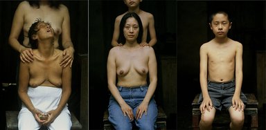 He Chengyao (Chinese, born 1964). <em>Testimony</em>, 2001-2002. Chromogenic photographs, 3 prints, each: 46 13/16 x 29 5/16 in. (118.9 x 74.4 cm). Brooklyn Museum, Gift of the artist, 2007.25.1a-c. © artist or artist's estate (Photo: Photograph courtesy of the artist, CUR.2007.25.1a-c.jpg)