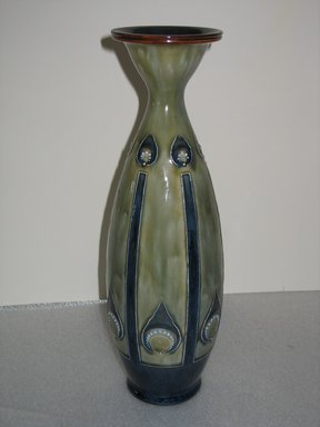 Doulton Pottery (1815-present). <em>Vase</em>, 1904. Glazed earthenware, 14 x 4 1/2 x 4 1/2 in. (35.6 x 11.4 x 11.4 cm). Brooklyn Museum, Gift of the Estate of Dr. Eleanor Z. Wallace, 2007.41.3. Creative Commons-BY (Photo: Brooklyn Museum, CUR.2007.41.3.jpg)