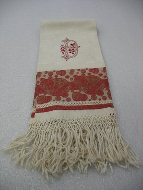  <em>Tea Towel</em>, early 20th century. Linen, 43 x 21 in. (109.2 x 53.3 cm). Brooklyn Museum, Gift of Paul F. Walter, 2007.62.23. Creative Commons-BY (Photo: Brooklyn Museum, CUR.2007.62.23_view1.jpg)