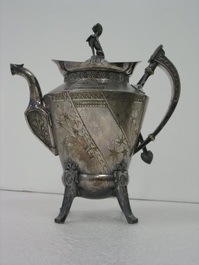 Reed & Barton (American, 1840–present). <em>Coffee Pot</em>, ca. 1885. Silverplate, 10 1/4 x 9 1/4 x 5 3/4 in. (26.0 x 23.5 x 14.6 cm). Brooklyn Museum, Gift of Paul F. Walter, 2007.62.4. Creative Commons-BY (Photo: Brooklyn Museum, CUR.2007.62.4_view1.jpg)