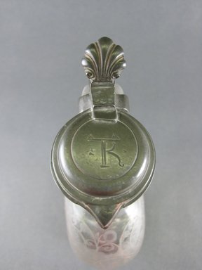  <em>Decanter</em>, ca. 1730. Glass, pewter, 9 x 4 3/8 x 3 1/2 in. (22.9 x 11.1 x 8.9 cm). Brooklyn Museum, Gift of Wunsch Foundation, Inc., 2008.20.3. Creative Commons-BY (Photo: Brooklyn Museum, CUR.2008.20.3_detail2.jpg)