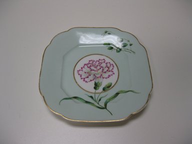 Union Porcelain Works (1863–ca. 1922). <em>Plate</em>, ca. 1885. Porcelain, with painted and gilded decoration, 7 1/4 x 7 1/4 x 7/8 in. (18.4 x 18.4 x 2.2 cm). Brooklyn Museum, Gift of Jay and Emma Lewis, 2009.76. Creative Commons-BY (Photo: Brooklyn Museum, CUR.2009.76.jpg)