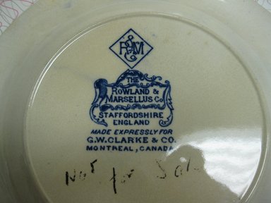 The Rowland & Marsellus Company (1893-1938). <em>Souvenir of Montreal Plate</em>, early 20th century. Glazed earthenware, 1 1/8 x 11 in. (2.9 x 27.9 cm). Brooklyn Museum, Gift of Pat Nichols in honor of Joanne Leshen, 2009.77.2. Creative Commons-BY (Photo: Brooklyn Museum, CUR.2009.77.2_mark.jpg)