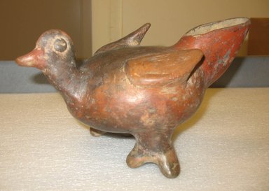 Colima. <em>Duck Effigy Vessel</em>, ca. 200 BC-300 C.E. Ceramic, 5 11/16 x 6 x 10 1/2 in. (14.4 x 15.2 x 26.7 cm). Brooklyn Museum, Gift of the Coltrera Collection, 2010.23.2. Creative Commons-BY (Photo: Brooklyn Museum, CUR.2010.23.2.jpg)