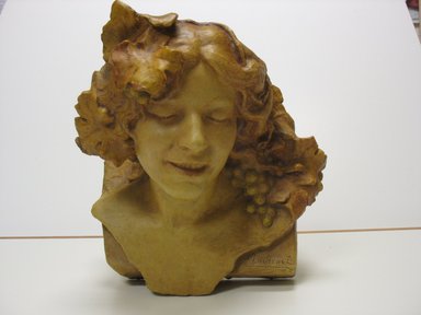 Edmond Lachenal (French, 1855–1930). <em>Bust</em>, 1909. Glazed earthenware, 12 1/2 x 13 1/2 x 12 in. (31.8 x 34.3 x 30.5 cm). Brooklyn Museum, Gift of Robert Tuggle, 2010.76. Creative Commons-BY (Photo: Brooklyn Museum, CUR.2010.76.jpg)