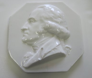 Karl L. H. Müller (American, born Germany, 1820–1887). <em>Plaque, Portrait of George Washington</em>, ca. 1876. Porcelain, 5/8 x 5 7/8 x 5 7/8 in. (1.6 x 14.9 x 14.9 cm). Brooklyn Museum, Harold S. Keller Fund, 2011.40.2. Creative Commons-BY (Photo: Brooklyn Museum, CUR.2011.40.2.jpg)