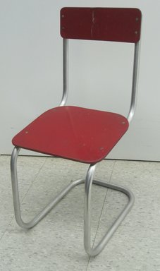 Carl E. Meyerhoefer (German, 1908–1995). <em>Child's Chair, "Lewytoy" line</em>, May 22, 1945 (patent). Chromed tubular steel, particle board, 26 x 12 x 16 1/2 in. (66.0 x 30.5 x 41.9 cm). Brooklyn Museum, Gift of Jacqueline Loewe Fowler, 2011.44.2. Creative Commons-BY (Photo: Brooklyn Museum, CUR.2011.44.2.jpg)