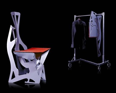 Alexander Gendell (American, born 1969). <em>"Leaf" Chair</em>, designed 2009, manufactured beginning 2012. Aluminum composite, stainless steel, synthetic textile Brooklyn Museum, Gift of Folditure, 2012.62. Creative Commons-BY (Photo: Image courtesy of the artist, CUR.2012.62_artist_photo_view3.jpg)