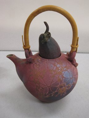 S. Frederick (American). <em>Teapot, Part of 5 Piece Sake Set</em>, 1978. Stoneware, Teapot with handle: 10 13/16 x 8 1/2 x 7 in. (27.5 x 21.6 x 17.8 cm). Brooklyn Museum, Gift of the Florence Duhl Gallery, 2012.87.6a-b. Creative Commons-BY (Photo: Brooklyn Museum, CUR.2012.87.6a-b_view1.jpg)