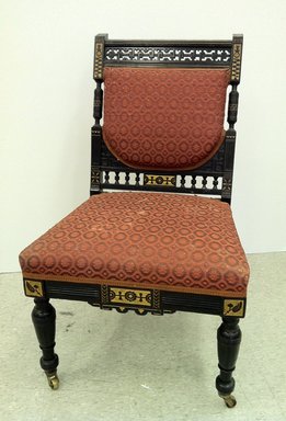 Unknown. <em>Side Chair</em>, ca. 1885. Ebonized wood (cherry?), gilt incising, modern horsehair upholstery, 33 x 18 x 20 in. (83.8 x 45.7 x 50.8 cm). Brooklyn Museum, Gift of Robert J. Mehlman, 2012.89. Creative Commons-BY (Photo: Brooklyn Museum, CUR.2012.89.jpg)