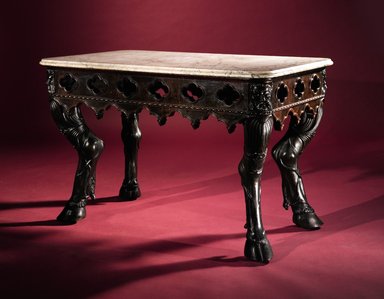 Unknown. <em>Center Table</em>, 1855-1860. Rosewood, marble, cast iron
, 27 1/2 x 43 1/8 x 25 1/16 in. (69.9 x 109.5 x 63.7 cm). Brooklyn Museum, Marie Bernice Bitzer Fund, 2013.1.2a-b. Creative Commons-BY (Photo: Brooklyn Museum, CUR.2013.1.2.jpg)