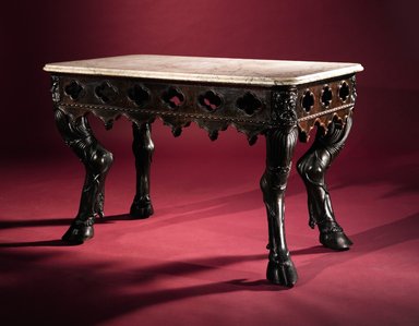 Unknown. <em>Center Table</em>, 1855–1860. Rosewood, marble, cast iron
, 27 1/2 x 43 1/8 x 25 1/16 in. (69.9 x 109.5 x 63.7 cm). Brooklyn Museum, Marie Bernice Bitzer Fund, 2013.1.2a-b. Creative Commons-BY (Photo: Brooklyn Museum, CUR.2013.1.2.jpg)