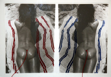 Papo Colo aka Francisco Colon (American, born Puerto Rico). <em>St. Valentine's Heart on the Beach</em>, 2005. Screenprint on paper, 30 x 44 in. (76.2 x 111.8 cm). Brooklyn Museum, Gift of Exit Art, 2013.30.16. © artist or artist's estate (Photo: Image courtesy of Exit Art, CUR.2013.30.16_Exit_Art_photo.jpg)