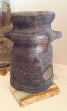 Shibaoka Koichi (Japanese, born 1941). <em>Vase</em>, 1982. Stoneware with ash glaze; bizen ware, 8 11/16 x 5 1/8 in. (22 x 13 cm). Brooklyn Museum, Gift of Shelly and Lester Richter, 2013.83.24. Creative Commons-BY (Photo: Brooklyn Museum, CUR.2013.83.24.jpg)