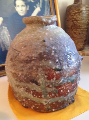 Tsujimura Shiro (Japanese, born 1947). <em>Jar</em>, 2005. Stoneware with ash glaze; shigaraki ware, 8 11/16 x 5 7/8 in. (22 x 15 cm). Brooklyn Museum, Gift of Shelly and Lester Richter, 2013.83.30. Creative Commons-BY (Photo: Brooklyn Museum, CUR.2013.83.30.jpg)