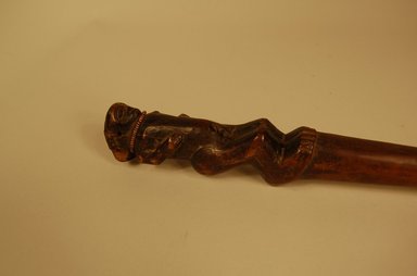 Chokwe. <em>Staff</em>, early 20th century. Wood, fiber, beads, height: 25 in. (63.5 cm). Brooklyn Museum, Gift in memory of Frederic Zeller, 2014.54.13 (Photo: Brooklyn Museum, CUR.2014.54.13_view03.jpg)