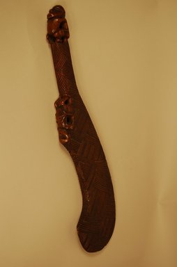 Maori. <em>Club (Wahaika)</em>. Wood, 18 11/16 x 1 3/16 x 4 1/8 in. (47.5 x 3 x 10.5 cm). Brooklyn Museum, Gift in memory of Frederic Zeller, 2014.54.32 (Photo: Brooklyn Museum, CUR.2014.54.32_overall.jpg)