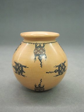 Carmen Veloz (Mexican, Mata Ortiz, born 1960). <em>Miniature Water Jar (Olla) with Stylized Turtles</em>, ca. 1998. Ceramic, pigment, 2 1/2 x 2 1/2 in. (6.4 x 6.4 cm). Brooklyn Museum, Gift of the Edward J. Guarino Collection in honor of Amanda Caitlin Burns, 2014.76.18. Creative Commons-BY (Photo: Brooklyn Museum, CUR.2014.76.18.jpg)