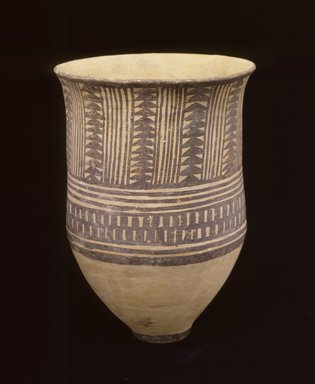  <em>Painted Beaker</em>, ca. 3500 B.C.E. Clay, slip, height: 6 5/16 in. (16 cm). Brooklyn Museum, Gift of the Arthur M. Sackler Foundation, NYC, in memory of James F. Romano, 2015.65.33. Creative Commons-BY (Photo: Photograph courtesy of the Arthur M. Sackler Foundation, New York, CUR.2015.65.33_Sackler_Foundation_image.jpg)