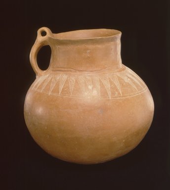  <em>Globular Jug with Handle</em>, 1000-400 B.C.E. Clay, slip, height: 6 1/8 in. (15.5 cm). Brooklyn Museum, Gift of the Arthur M. Sackler Foundation, NYC, in memory of James F. Romano, 2015.65.6. Creative Commons-BY (Photo: Photograph courtesy of the Arthur M. Sackler Foundation, New York, CUR.2015.65.6_Sackler_Foundation_image.jpg)